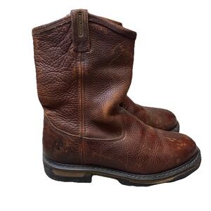 Rocky Work Boots Men 10M EU 43 Mid Calf Brown Leather Waterproof Oil Resistant